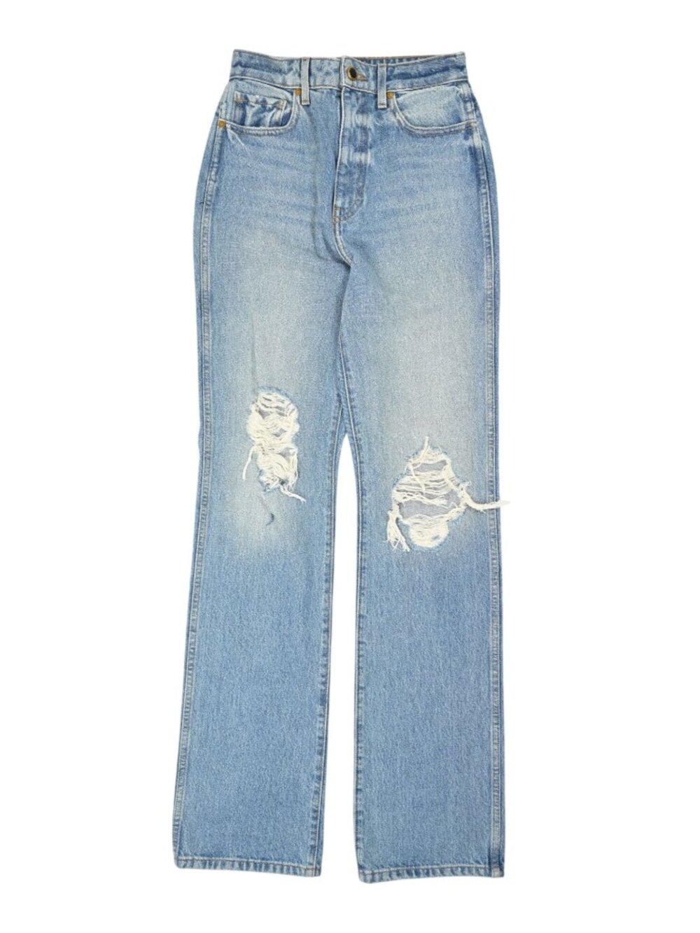 Khaite Danielle High-Waisted Distressed Jeans in Blue